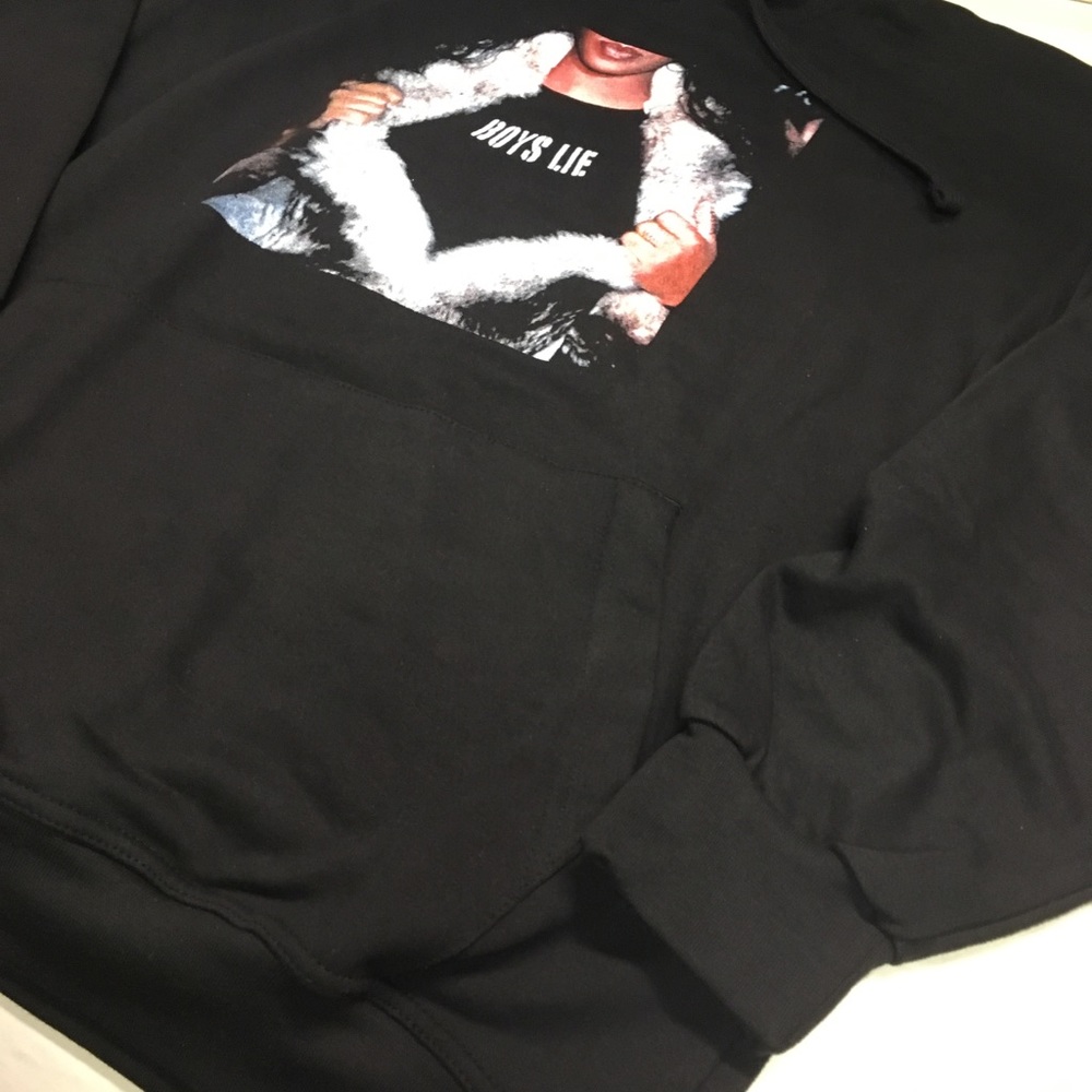 Women’s boys lie black hoodie - Picture 2 of 3